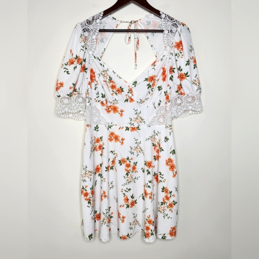 Asos White Floral Crochet Trim Sweetheart Neckline Mini Dress Sz10 Coquette Girl